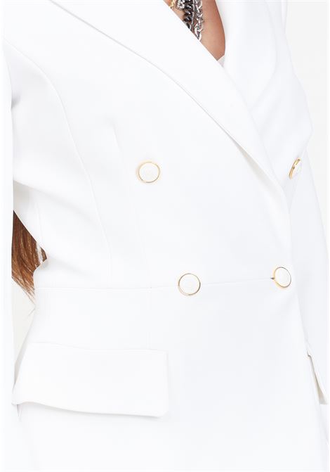 White double-breasted women's blazer with buttons ELISABETTA FRANCHI | GI07341E2360